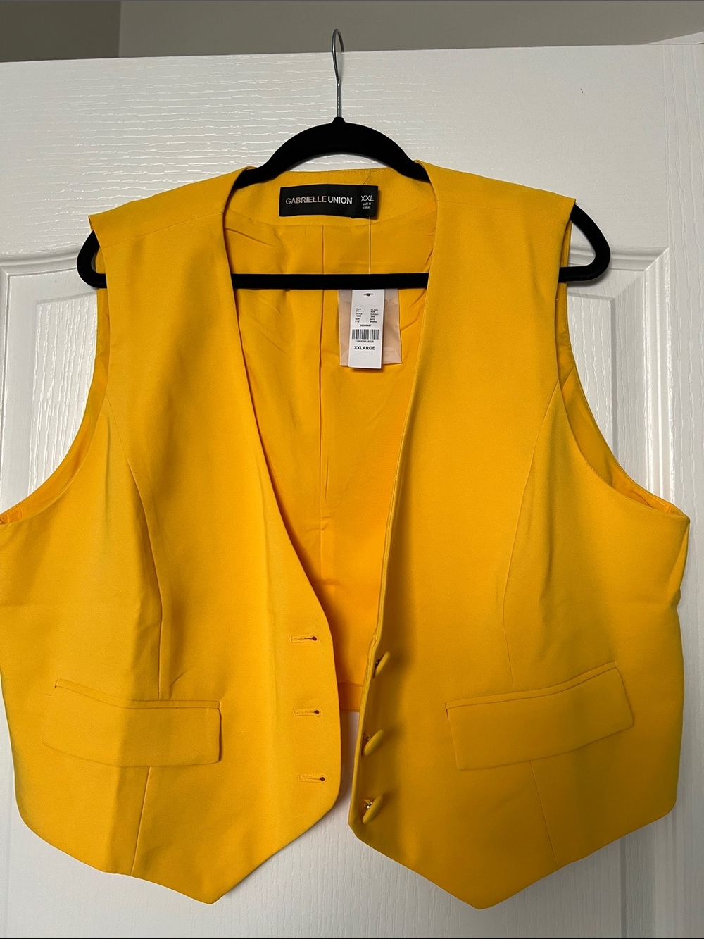 Gabrielle Union Bright Yellow Tailored Sleeveless Vest